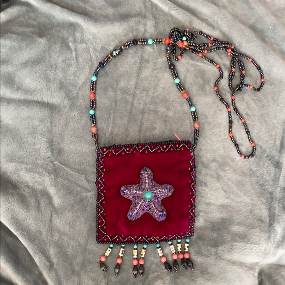 Velvet beaded small crossbody purse